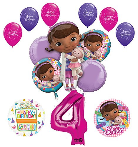 Doc McStuffins 4th Birthday Party Supplies and Balloon Bouquet Decorations
