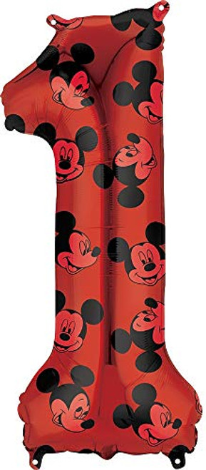 Anagram 34" Number 1 Red Mickey Mouse Foil Balloon, Multicolor Anagram 34" Number 1 Red Mickey Mouse Foil Balloon, Multicolor