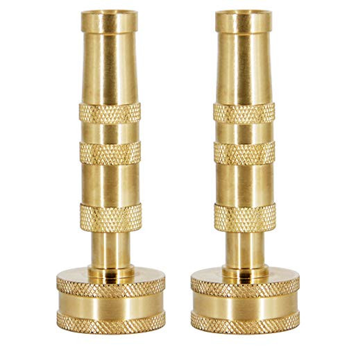 ATDAWN Brass Hose Nozzle, Heavy-Duty Brass Adjustable Twist Hose Nozzle, 2 Pack (3.5")