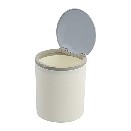 Begale 2 L White Tiny Plastic Garbage Can, Round Trash Can with Blue Lid, F