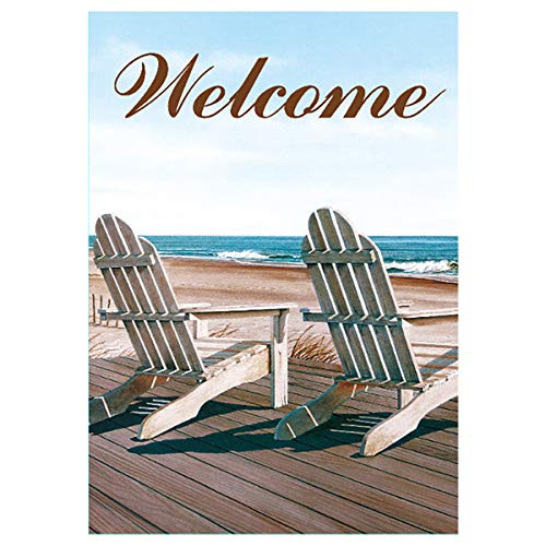 Morigins Welcome Summer Beach Chairs Outdoor Garden Flag Double Sided, Tropical Ocean House Yard Flag, Rustic Coastal Garden Yard Decorations, Seasonal Outdoor Flag 12.5 x 18