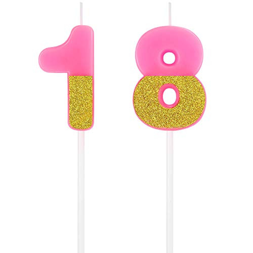 18th Birthday Cake Candles Glitter Numeral Candles Happy Birthday Cake Topper Decoration for Wedding Anniversary Celebration Supplies (Pink) 18th Birthday Cake Candles Glitter Numeral Candles Happy Birthday Cake Topper Decoration for Wedding Anniversary Celebration Supplies (Pink)