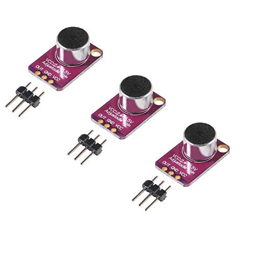 MELIFE 3PCS MAX4466 Electret Microphone Amplifier Module Breakout Sensor with Adjustable Gain Breakout Board for Arduino