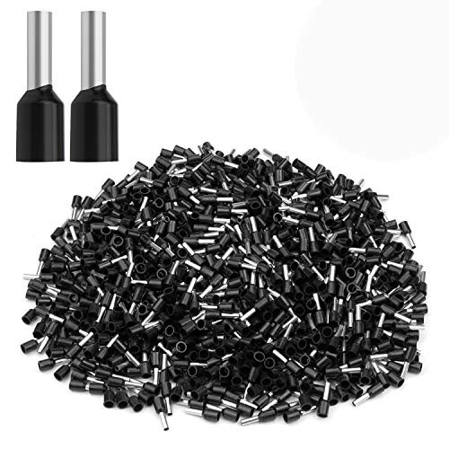 XHF 1000 PCS AWG 16 Ferrule Crimper Plier Insulated Crimp Pin Terminal Cord End Terminals, Wire Ferrules Terminals, Wire Connector, Insulated Cord Pin End Terminal 1.5mm² Black