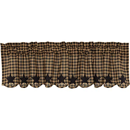 VHC Brands Primitive Kitchen Curtains Black Rod Pocket Cotton Appliqued Star 16x60 Valance Raven VHC Brands Primitive Kitchen Curtains Black Rod Pocket Cotton Appliqued Star 16x60 Valance Raven