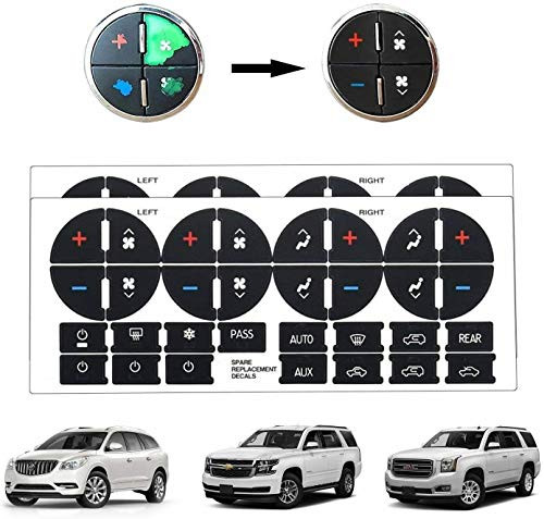YYC AC Dash Button Repair Kit Decal Sticker Replacement for Chevrolet GMC Tahoe Yukon Acadia Sierra, 2pcs