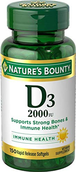 Vitamin D by Nature's Bounty, Supports Immune Health and Bone Health, 2000IU Vitamin D3, 150 Softgels Vitamin D by Nature's Bounty, Supports Immune Health and Bone Health, 2000IU Vitamin D3, 150 Softgels