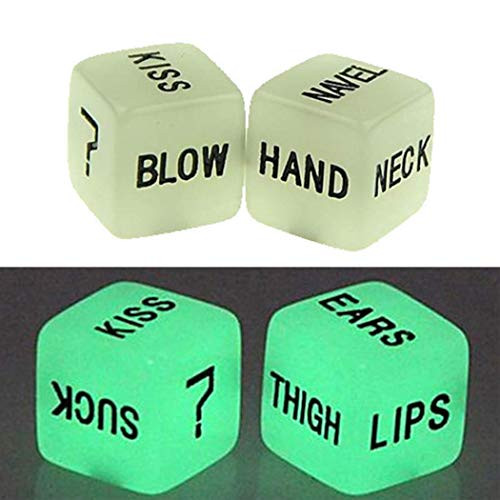 BoBoLing 2 Pcs Funny Dice Games Erotic Sex Luminous Role Playing Dice/12 Sides Romantic Luminous Dice for Couples/Dice Toys for Adult Couple Best QualityShop