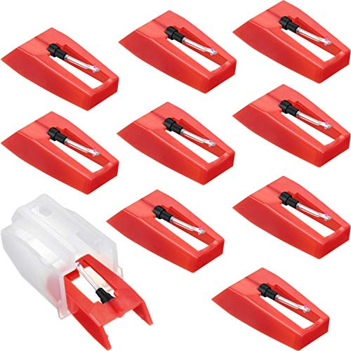 10 Pieces Record Player Needles Replacement Needles for Record Player Turntable Stylus Replacement Turntable Diamond Stylus with Ceramic Nib for Most Record Player
