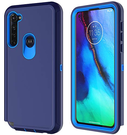 Aimoll-88 Moto G Stylus Case, Moto G Power Case with Built-in Screen Protector Heavy Duty Shockproof Bumper Protective Cover for Moto G Stylus/Moto G Power Phone Case (Dark Blue/Blue)