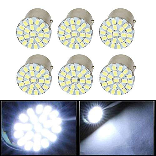 HOTSYSTEM 2x White 22-SMD LED Parking Light Tail Backup Light Lamp Bulb for Car (6-pack, white-1157)