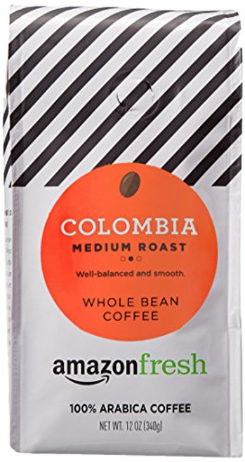AmazonFresh Colombia Whole Bean Coffee, Medium Roast, 12 Ounce AmazonFresh Colombia Whole Bean Coffee, Medium Roast, 12 Ounce