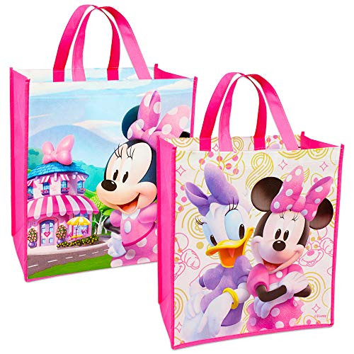 Disney Minnie Mouse Tote Bags Value Pack -- 2 Reusable Large Tote Grocery Party Bags Featuring Minnie Mouse