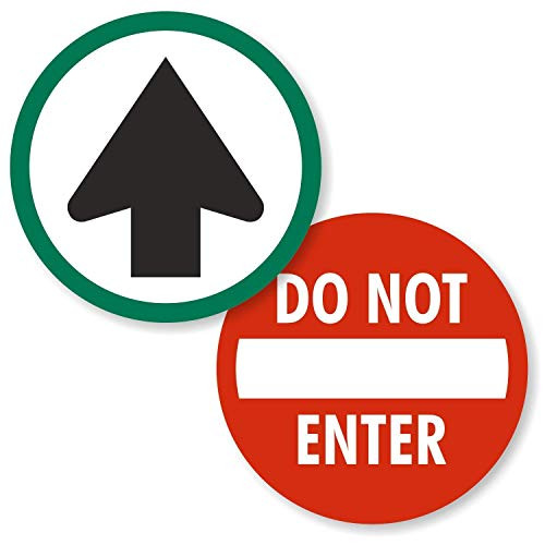 SmartSign Do Not Enter and Top Arrow Symbol Two-Sided Glass Door Decal - 6" Circular Polyester