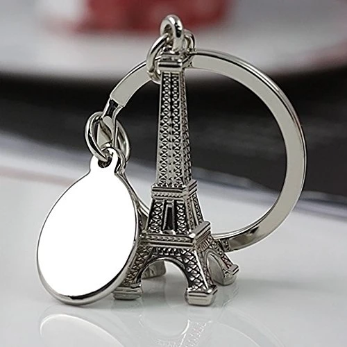 Axmerdal Metal Eiffel Tower Statue Figurine Replica Jewelry Stand Holder French Souvenir Gift From Paris, France,Eiffel Tower Style Keychain Key Ring Silver (4cm Key Chain)