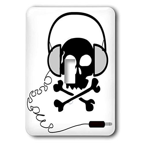3dRose lsp_38174_1"Skull and Bones With Headphones Single Toggle Switch