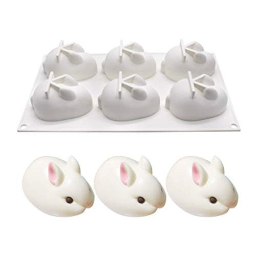 Silicone 2/6 Cavity of The Rabbit Cake Baking Tool Mould Baking Tray Cake Baking Mold Cake Pan Muffin Cups Handmade Soap Moulds Biscuit Chocolate Ice Cube Tray DIY Mold (A)