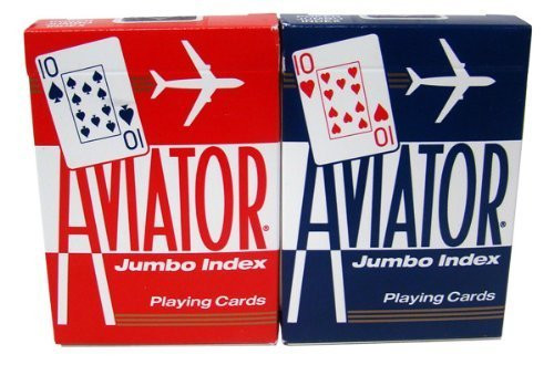 Aviator Jumbo Index Playing Cards - 1 Sealed Red Deck and 1 Sealed Blue Deck