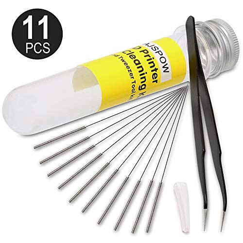 0.4mm Needles and Tweezers Tool kit | 3D Printer Nozzle Cleaning Kit | 3D Print Tools| Stainless Steel Nozzle Cleaning Tool Kit | Alternative for 0.4mm Drill Bits for 3D Printer - Set of 11