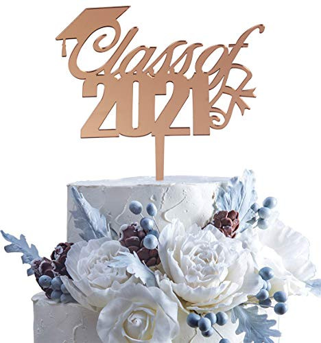 Rose Gold Class of 2021 Cake Topper - 2021 Graduate Party Supplies Decorations-High School Graduation, College Graduate Cake Topper