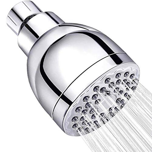 Ksmiley High Pressure Shower Head, 3 Inch Anti-clog Fixed Showerhead, Best Pressure Boosting, Adjustable Metal Swivel Brass Ball Joint, For Bathroom Low Flow Water Showers, Chrome, 2.5 GPM