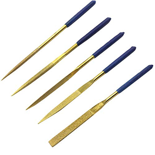 Sydien 5-Piece Diamond Needle File Set -Flat, Round, Half Round, Square, Triangular(5X180mm)