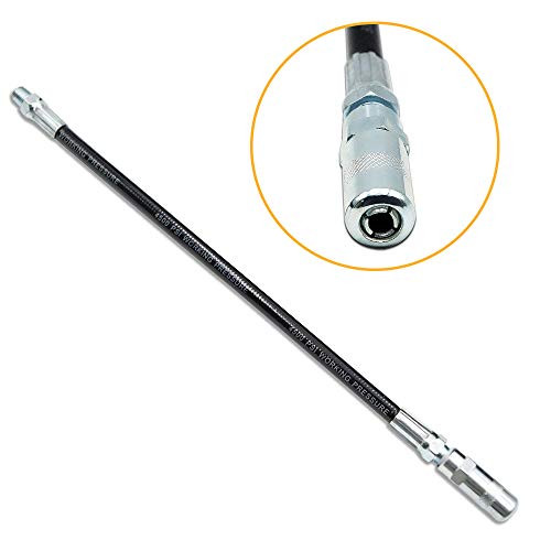 FIXSMITH-Grease-Gun-Hose,4500 PSI,12 Inch Flexible Whip Hose Extension with Coupler for Hand Operated Grease Gun,1 Pack.