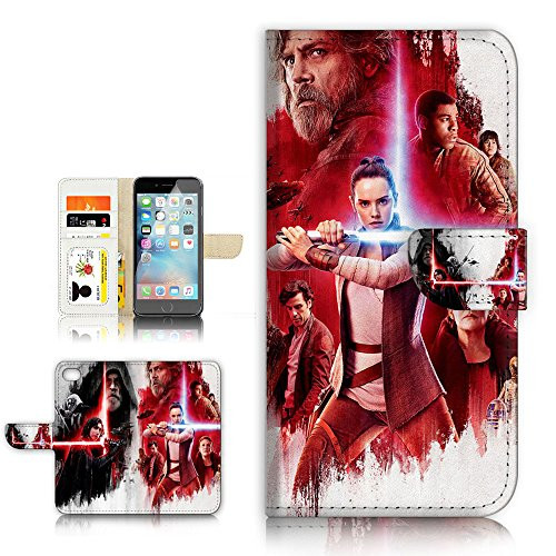 (For iPhone 6 Plus / iPhone 6S Plus ) Flip Wallet Style Case Cover, Shock Protection Design with Screen Protector - B31020 Starwars Rey