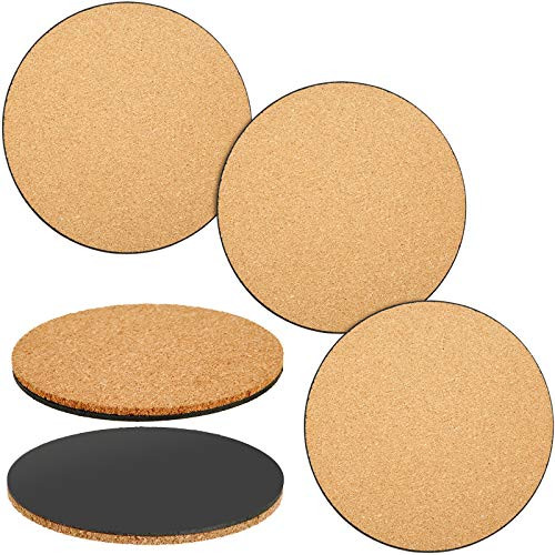 3 Pieces Cork Plant Mat Round Cork Plant Coasters DIY Cork Pad Plant Plate Pad for Gardening, Indoor and Outdoor Pots, DIY Craft Project (6 Inches, Nude and Black)