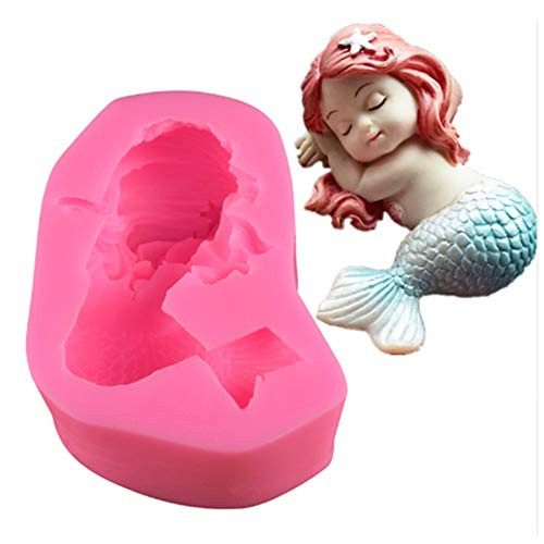 Great Mold 3D Sleeping Mermaid Silicone Mold Fondant Mould Mermaid Handmade Soap Mold Cake Mold