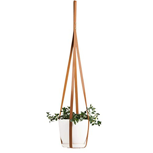 ABETREE Leather Planter Hanger for Indoor Plants, Hanging Plant Holder Flower Pots Vegan Leather Plant Hanger Hanging Planter, Brown(Planter not Included)