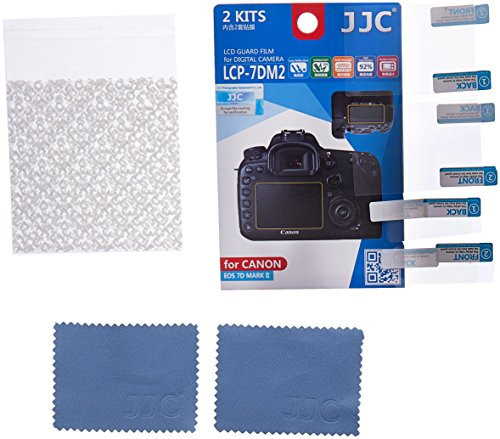 JJC LCP-7DM2 LCD Guard Film Screen Protector for Canon EOS 7D Mark II 7DM 2, 2 Kits (Clear)