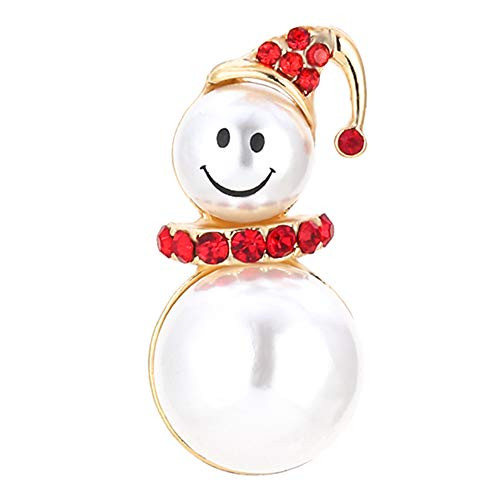 Christmas Brooches Pins for Womens Girls,Rhinestone Pearl Enameled Thanksgiving Xmas Holiday Jewelry Pearl Snowman Brooch