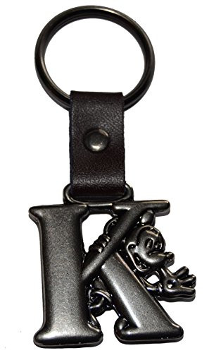 Authentic Disney Mickey Mouse Letter K Pewter Keychain (Key Ring)+ Free Disney Stickers