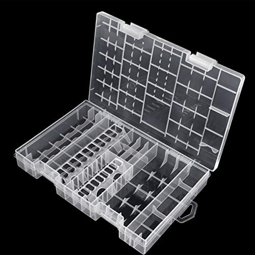 Pixnor Rack Transparent AA AAA C D 9V Hard Plastic Battery Case Holder Storage Box