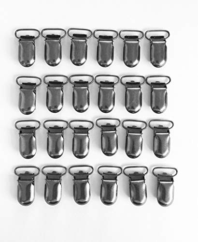 JerryMart 25pcs 20mm 3/4" Gun Black Plated Pacifier Suspender Clips, Pacifier Clips for Making Pacifier Holders Bib Clips Toy Holder (Color: Gun Black) (20mm (3/4 inch))