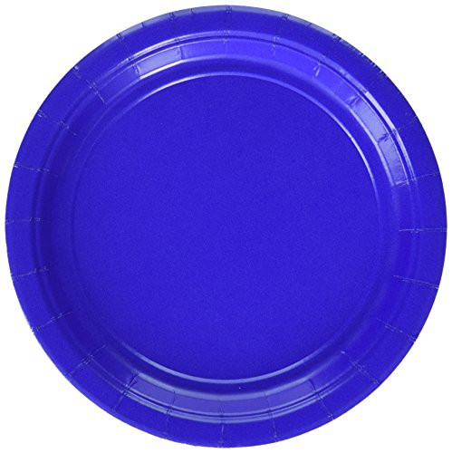 amscan Round Bright Royal Blue Paper Plates - Party Tableware, 120 Ct.