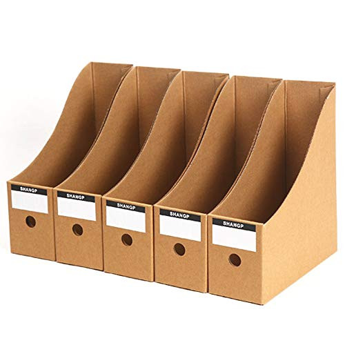 Beetparent Contents Magazine File Holder, Desk File Organizer, Sturdy Cardboard Magazine Holders, Book Bins, Desk File Holder Organizers and Storage, Folder Holder with Labels (Primary Color)