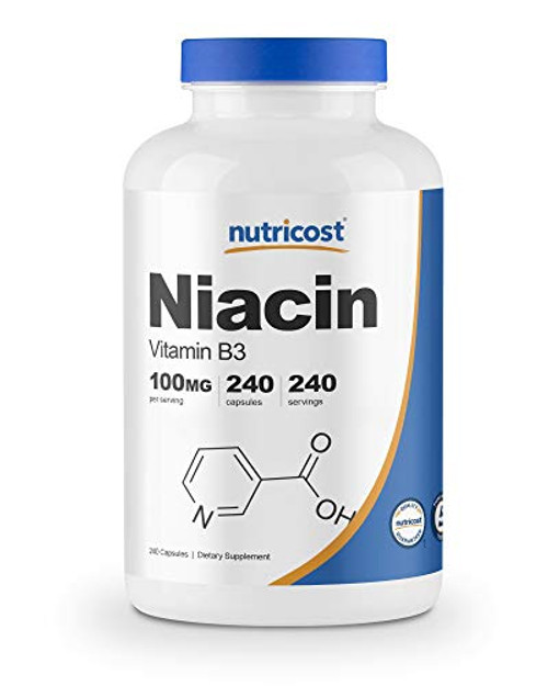 Nutricost Niacin (Vitamin B3) 100mg, 240 Capsules - with Flushing, Non-GMO, Gluten Free