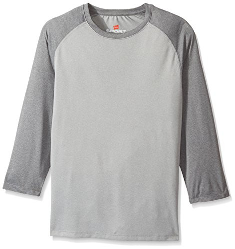 Hanes Men's Sport Performance Baseball Tee, Oxford Grey Heather/Granite Heather, Large