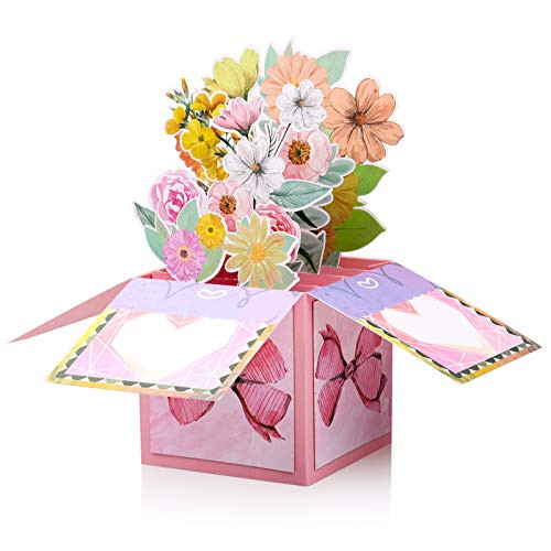 Giiffu 3D Bouquet Pop Up Card Mother's Day card - Perfect for Baby and Bridal Shower, Birthday, Anniversary, Thank You Pop Up Card Handmade Pop Up Cards for All Occasions