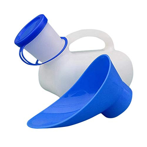 Urinal Toilet, 1000ML Unisex Potty Urinal for Car, Toliet Urinal for Men and Women, Bedpans Pee Bottle, with a Lid and Funnel, Mobile Toilet Plastic Portable Urinal for Camping Travel