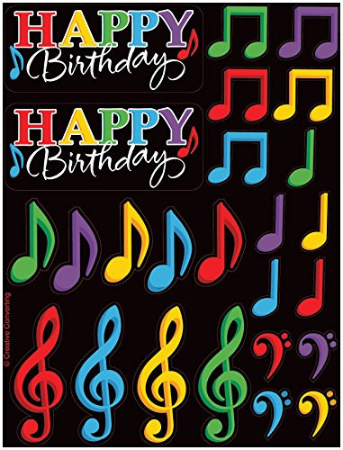 Creative Converting 4 Count Dancing Music Notes Sheets of Stickers, Multicolor