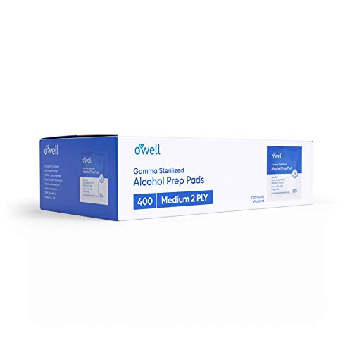 O'WELL Alcohol Prep Pads, 400 Count - Medical and Professional Grade Sterile Alcohol Pads - Medium 2-Ply - Individually Wrapped, Gamma Sterilized, Antiseptic - Box of 400 Sterile Alcohol Wipes O'WELL Alcohol Prep Pads, 400 Count - Medical and Professional Grade Sterile Alcohol Pads - Medium 2-Ply - Individually Wrapped, Gamma Sterilized, Antiseptic - Box of 400 Sterile Alcohol Wipes
