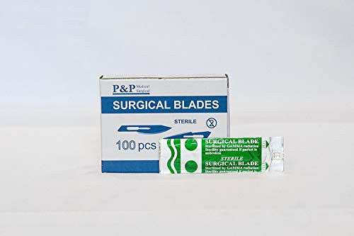 Disposable Surgical Scalpel Blades Sterile High Grade Carbon Steel 2.1 percent 10xx Individually Foil Wrapped by P and P MEDICAL SURGICAL Size 10 Box of 100