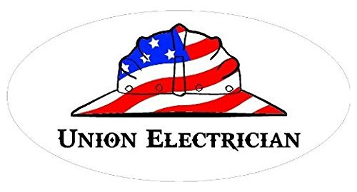 Large 5'' Sticker - Union Electrician Hard Hat - Construction Toolbox, Hardhat, Lunchbox, Helmet, Mechanic  and  More
