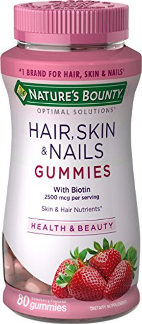 Nature's Bounty Optimal Solutions Hair, Skin and Nails Gummies, 80 Count