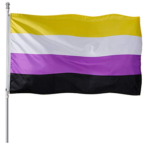 Homissor Non-Binary Pride Flag 3x5 Heavy Duty Polyester LGBTQIA NB Pride Genderqueer Gender Identity Flags for Outdoor Wall with Brass Grommets  and  Durable Header