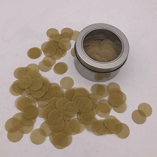 200 PCS 3/4 Inch Premium Type Brass Pipe Screens Smoking Pipe Screen Filters with Storage Box for Smoking Tobacco Pipes, Gold Color
