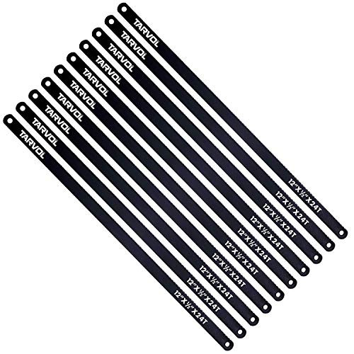 Hacksaw Replacement Blades (10 Pack) High Speed 24 TPI - 12" Length Hack Saw Blade - Carbon Strength Steel - Industrial Premium Grade